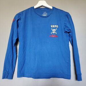Vans X One Piece Long Sleeve Shirt Boys/Youth Small 8/10 Straw Hat Crew Blue